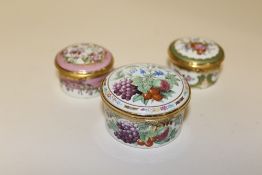 TWO HALCYON DAYS ENAMEL PILL BOXES TOGETHER WITH A SPODE PROVENCE EXAMPLE (3)