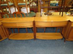 A PAIR OF 'NATHAN' MODERN TEAK SIDEBOARDS WITH TWO DRAWERS H-81 W-103 D-40 CM (2)