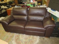A PAIR OF MARKS & SPENCER BROWN LEATHER RECLINER SOFAS IN GOOD CONDITION W-200 CM (2)