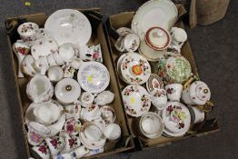 TWO TRAYS OF ASSORTED CHINA TO INCLUDE CROWN STAFFORDSHIRE, WEDGWOOD ETC.