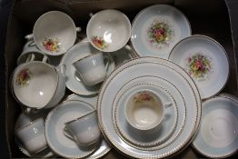 A TRAY OF PORTLAND POTTERY ROSE PATTERN CHINA