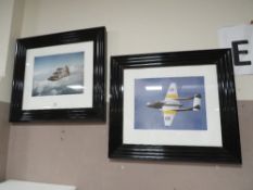 A PAIR OF MODERN BLACK FRAMED AVIATION PICTURES 60 X 67 CM (2)