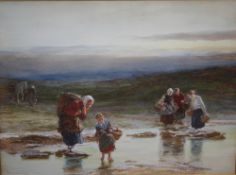 ROBERT CARRICK (c.1829-1904). Mussel gathering, signed lower left and dated 1877, watercolour,