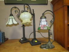 THREE CONTEMPORARY TIFFANY STYLE TABLE LAMPS (3)