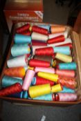 A SUITCASE OF SEWING COTTON REELS