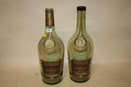 A PAIR OF LARGE 4.5 LITRE MARTELL VS COGNAC BOTTLES 47.5 CM