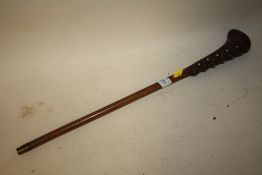 A 19TH CENTURY OCEANIC TRIBAL CLUB WITH INLAID BONE STUDS