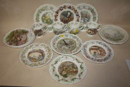 A COLLECTION OF ROYAL DOULTON BRAMBLEY HEDGE COLLECTION CERAMICS TO INCLUDE CABINET PLATES, TEA CUPS