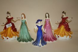 A SELECTION OF ROYAL DOULTON FIGURES TO INCLUDE EMERALD. RUBY AND BELLE, ONE A/F