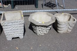 THREE GARDEN PLANTERS