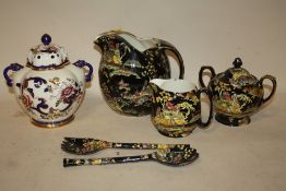 A COLLECTION OF ROYAL WINTON PAGODA PATTERN CERAMICS TOGETHER WITH A MASONS MANDALAY POT POURRI VAST