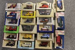 A TRAY OF BOXED DIE CAST MODEL TOY CARS AND VEHICLES TO INCLUDE DAYS GONE BY, 7-UP COLLECTABLES ,