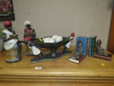 A SELECTION OF FIVE CONTEMPORARY BLACKMOOR STYLE MODELS INCLUDING BOOKENDS (5)