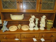 A PAIR ON CONTEMPORARY CHERUBS WITH A PAIR OF PLAQUES ETC (9)