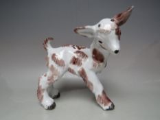 A VINTAGE / RETRO STYLE AUSTRIAN LEOPOLD ANZENGRUBER (KERAMIC WIEN) POTTERY FIGURE OF A KID GOAT,