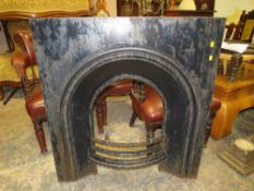 AN ANTIQUE CAST FIREPLACE, H 97 CM,W 91 CM