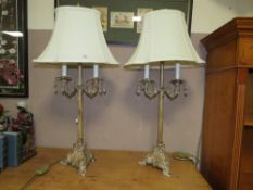 A PAIR OF CONTEMPORY TABLE LAMPS AND SHADES , OVERALL H-75 CM