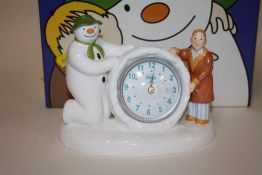 A BOXED COALPORT CHARACTERS 'THE SNOWMAN' BONE CHINA CLOCK FIGURE