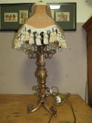 A CONTEMPORARY GILT TABLE LAMP AND SHADE OVERALL H- ???? CM
