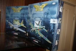 TWO BOXED CORGI 'THE AVIATION ARCHIVE' MILITARY DIE CAST MODEL PLANES, AVRO LANCASTER AND FLYING