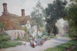 ARTHUR CLAUDE STRACHAN (1865-1935). Scottish school, village scene with donkey, cart, children and