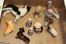A COLLECTION OF ANIMAL FIGURES TO INCLUDE GOEBEL FIGURES, JOHN BESWICK OWL FIGURE ETC.