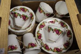 TWO BOXES OF ARGYLE ROSE PATTERN CUPS AND SAUCERS ETC.