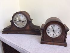 TWO CLOCKS, TO INCLUDE A NAPOLEON HAT SHAPED CLOCK WITH KEY AND PENDULUM (2)