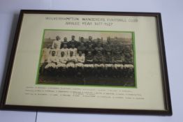 WOLVERHAMPTON WANDERERS TEAM PHOTOGRAPH JUBILEE YEAR 1877 - 1927, bottom right is stamp of the