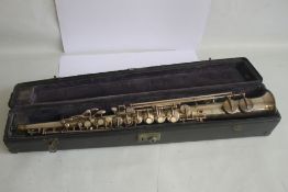 A CASED TRUE TONE SOPRANO SAXOPHONE (LOW PITCH) MADE BY BUESCHER ELKHART, Serial number 206369, made