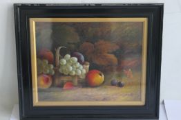 J.H. LEWIS STILL LIFE OIL PAINTING OF FRUIT, signed lower right