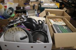 TWO BOXES OF COOKERY BOOKS AND A QUANTITY OF KITCHENALIA