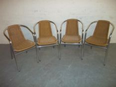FOUR ALUMINIUM STACKING GARDEN PATIO CHAIRS