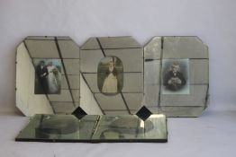 FIVE W.SS. LAURIE WOLVERHAMPTON VINTAGE FAMILY PORTRAIT PICTURE MIRRORS, three octagonal 48 cm x