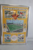WOLVERHAMPTON WANDERERS - A FRAMED TEA TOWEL 