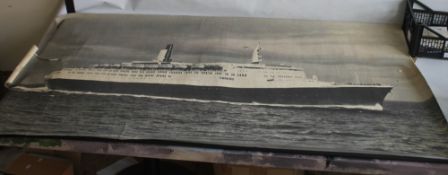 A LARGE CUNARD QUEEN ELIZABETH II PHOTOGRAPH OF THE OCEAN LINER, of large proportions 97 cm x 166