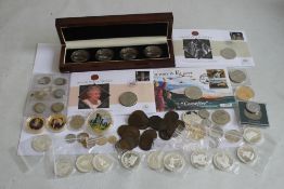A COLLECTION OF MODERN COMMEMORATIVE COINS, to include a cased set of St Helena 2013 sea life