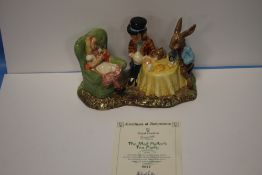 A ROYAL DOULTON BESWICKWARE FIGURE GROUP 'THE MAD HATTER'S TEA PARTY'