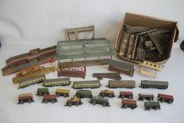 A BOX FULL OF MARKLIN THREE RAIL OO GAUGE TRACK to include straights, curves and points, five OO