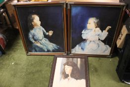 TWO FRAMED PORTRAIT OILS OF CHILDREN, together with a framed portrait of a lady
