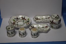 A SMALL COLLECTION OF COALPORT CHINA with hunting scenes