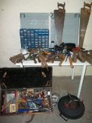 A SELECTION OF TOOLS AND STORAGE DRAWERS
