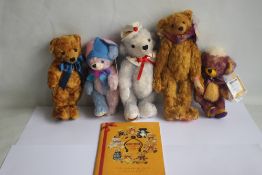 MERRYTHOUGHT TEDDY BEARS to include Cheeky Little jester, Punkie Plum, Bobo, Celine, and 2012