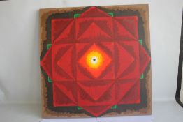 A LARGE ABSTRACT OIL ON CANVAS, signed 'Nacope', 91 x 90 cm