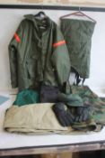 A COLLECTION OF ASSORTED FISHING CLOTHING, to include a Cormoran jacket and braces size XXXL, a