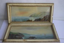 TWO FRAMED AND GLAZED WATERCOLOURS DEPICTING SEASCAPES SIGNED 