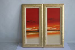 JONATHAN SHAW, a pair of oil on board paintings, seascapes, signed lower right, 74 x 36 cm including