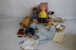 VINTAGE DOLLS AND TEDDY BEARS to include boxed Palitoy Petalskin Vinyl doll, Roddy doll in hand