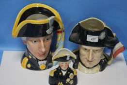 TWO ROYAL DOULTON CHARACTER JUGS to include Admiral Lord Nelson, Napoleon & Josephine together