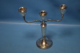 A HALLMARKED SILVER CANDELABRA